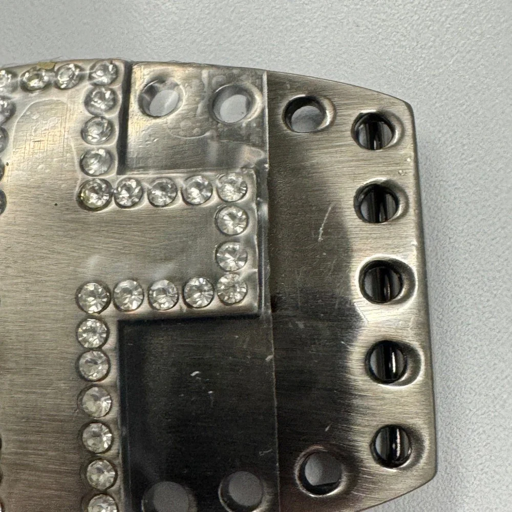 Sparkling Rhinestone Cross Belt Buckle Pewter Tone Western Style 3